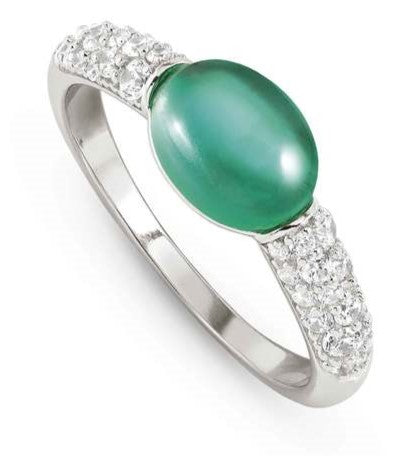 MYRADIANCE ring in 925 sterling silver, cz and synthetic stones PARAIBA TOURMALINE GREEN Size 13