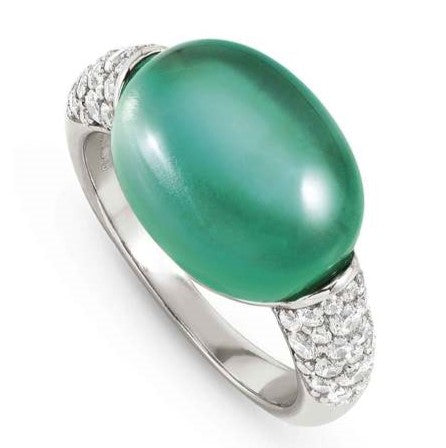 MYRADIANCE ring in 925 sterling silver (LARGE), cz and synthetic stones PARAIBA TOURMALINE GREEN Size17