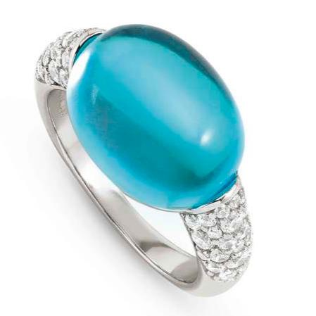 MYRADIANCE ring in 925 sterling silver (LARGE), cz and synthetic stones LIGHT BLUE TOPAZ Size 19