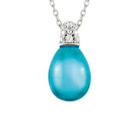 MYRADIANCE necklace in 925 sterling silver, cz and synthetic stones LIGHT BLUE TOPAZ