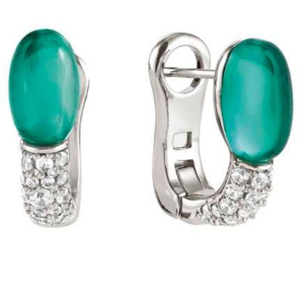 MYRADIANCE earrings in 925 sterling silver, cz and synthetic stones PARAIBA TOURMALINE GREEN