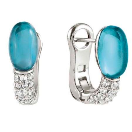 MYRADIANCE earrings in 925 sterling silver, cz and synthetic stones LIGHT BLUE TOPAZ