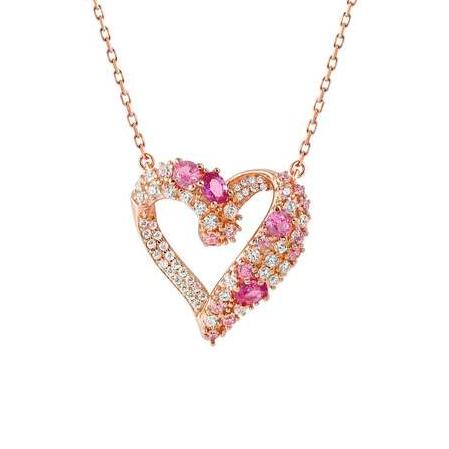 MOSAICA necklace in 925 sterling silver (HEART) and colored cubic zirconia Rose Gold