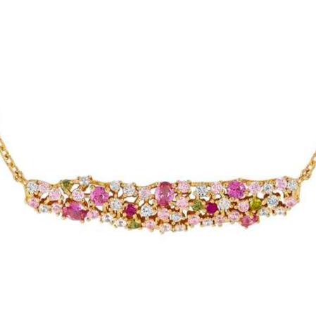 MOSAICA necklace in 925 sterling silver (PLATE) and colored cubic zirconia Yellow Gold