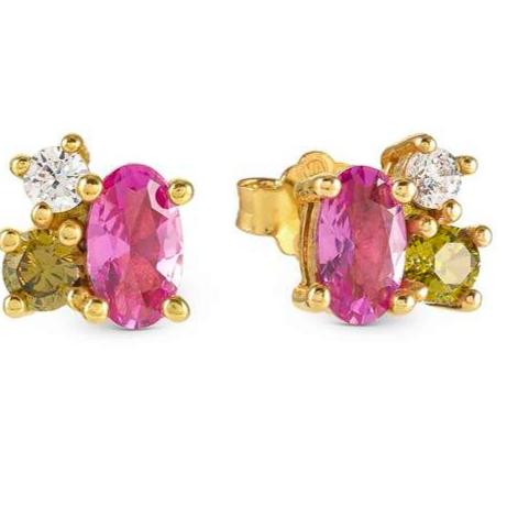 MOSAICA earrings in 925 sterling silver and colored cubic zirconia Yellow Gold