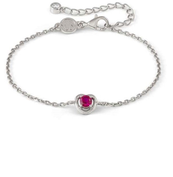 COSMICLOVE bracelet in 925 sterling silver HEART and colored cubic zirconia RED