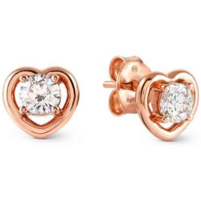 COSMICLOVE earrings in 925 sterling silver and cubic zirconia Heart Rosegold