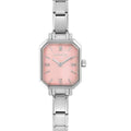 PARIS watch with NEW RECTANGULAR steel strap Pastel pink