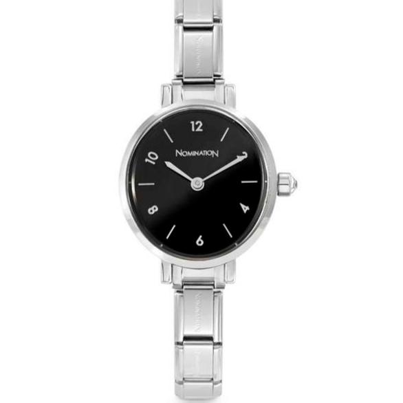 PARIS watch with steel strap OVAL with cz Black