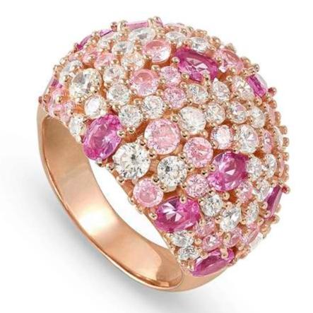 MOSAICA ring in 925 sterling silver (LARGE) and colored cubic zirconia (E) Rose Gold Size 15