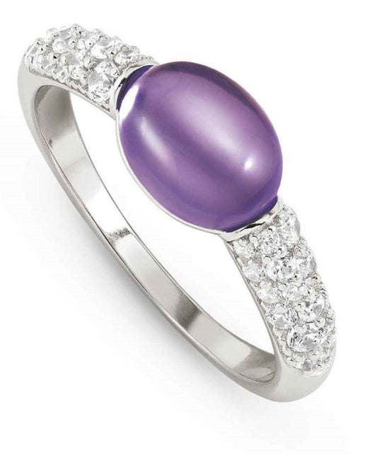 MYRADIANCE ring ed. PRECIOUS in 925 silver, white topaz and natural stone Amethyst Size 13