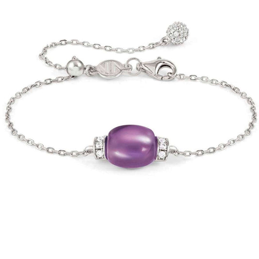 MYRADIANCE bracelet ed. PRECIOUS in 925 silver (LARGE), white topaz and natural stone Amethyst