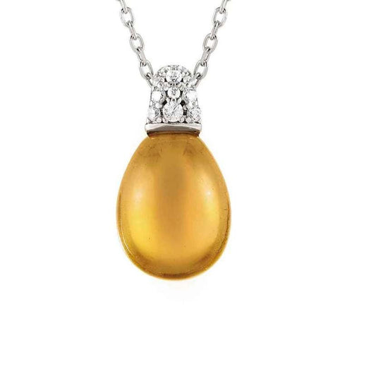 MYRADIANCE necklace ed. PRECIOUS in 925 silver (LARGE), white topaz and natural stone CITRINE QUARTZ
