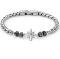 ATLANTE Stones Edition bracelet, steel & natural stones Wind rose-Grey Jasper