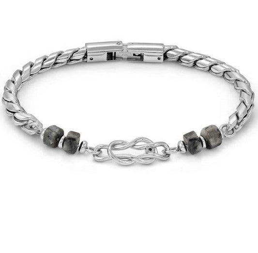 ATLANTE Stones Edition bracelet in steel and natural stones Knot-Gray Jasper