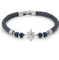 ATLANTE Stones Edition bracelet in steel, leather and natural stones Wind rose-Sodalite
