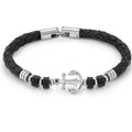 ATLANTE Stones Edition bracelet in steel, leather and natural stones Anchor-Agate Black