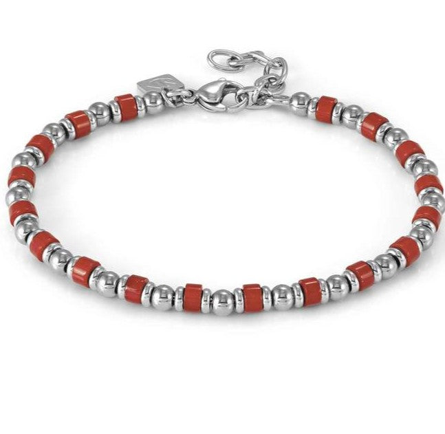INSTINCTSTYLE Sea Edition bracelet in steel and natural stones RED JADE