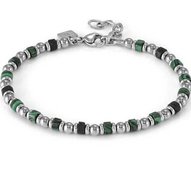 INSTINCTSTYLE Sea Edition bracelet in steel and natural stones MALACHITE AND LAVA STONE