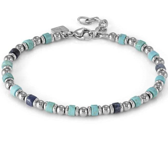 INSTINCTSTYLE Sea Edition bracelet in steel and natural stones TURQUOISE AND SODALITE