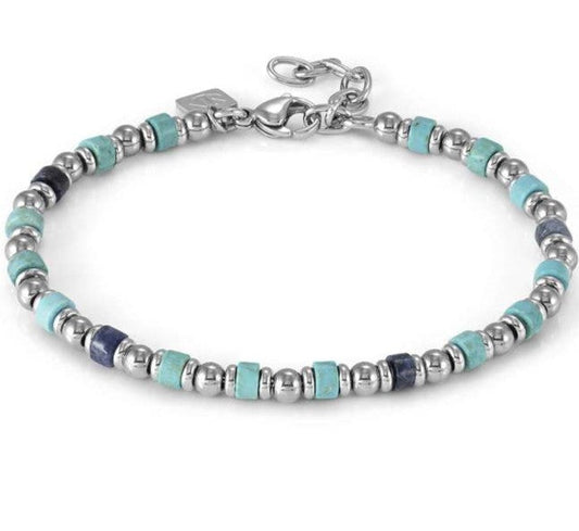 INSTINCTSTYLE Sea Edition bracelet in steel and natural stones TURQUOISE AND SODALITE