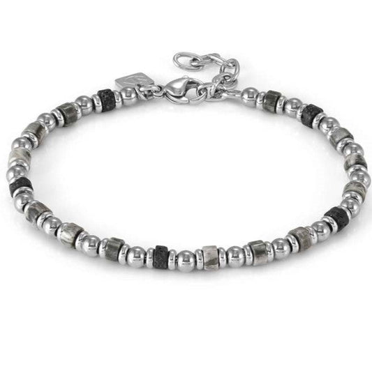 INSTINCTSTYLE Sea Edition bracelet in steel and natural stones GRAY LABRADORITE AND LAVA P.