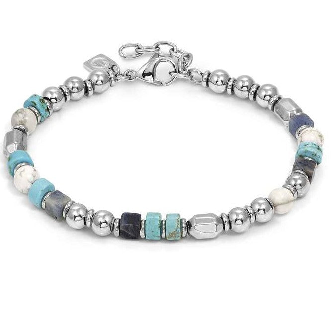 INSTINCTSTYLE Sea Edition bracelet with steel nuggets and natural stones (LARGE) MIX 2
