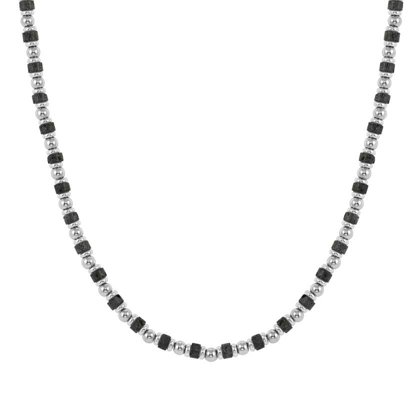 INSTINCTSTYLE Sea Edition necklaces in steel and natural stones LAVA STONE