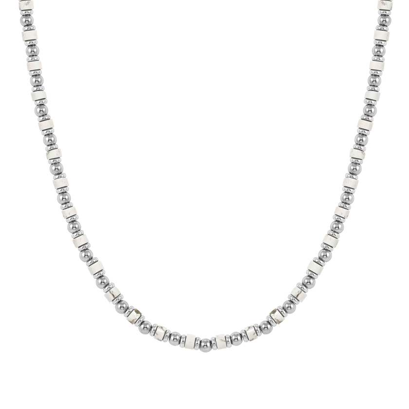 INSTINCTSTYLE Sea Edition necklaces in steel and natural stones WHITE TURQUOISE