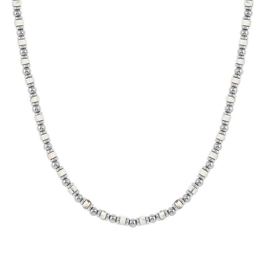 INSTINCTSTYLE Sea Edition necklaces in steel and natural stones WHITE TURQUOISE