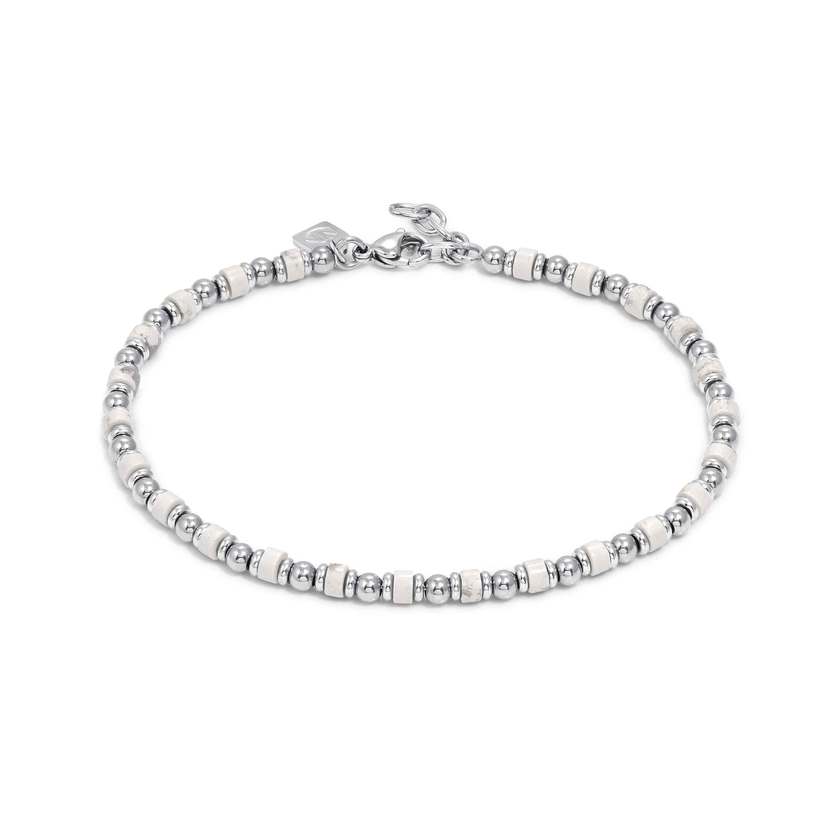INSTINCTSTYLE Sea Edition anklets in steel and natural stones WHITE TURQUOISE