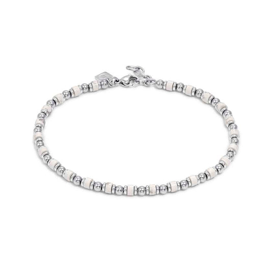 INSTINCTSTYLE Sea Edition anklets in steel and natural stones WHITE TURQUOISE