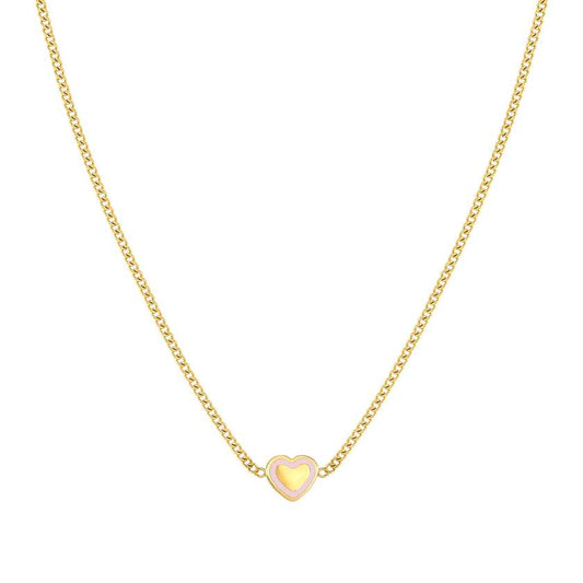 FAIRYICONS steel necklace with YELLOW GOLD and enamel finish Heart