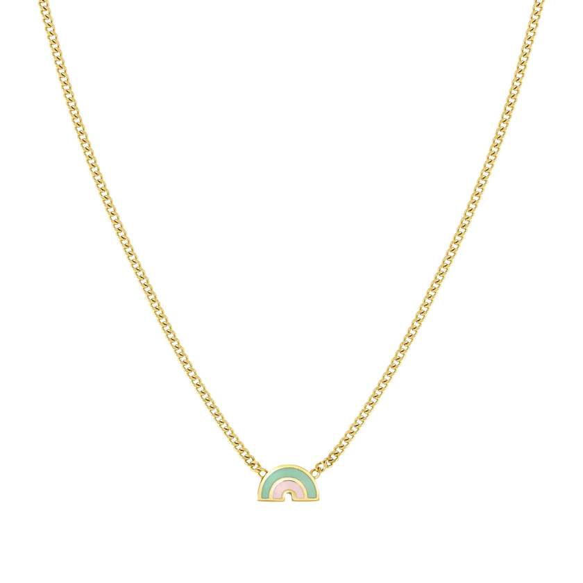 FAIRYICONS steel necklace with YELLOW GOLD and enamel finish Rainbow