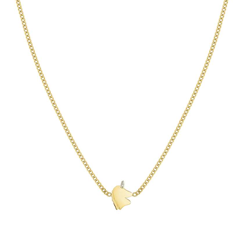 FAIRYICONS steel necklace with YELLOW GOLD and enamel finish Unicorn