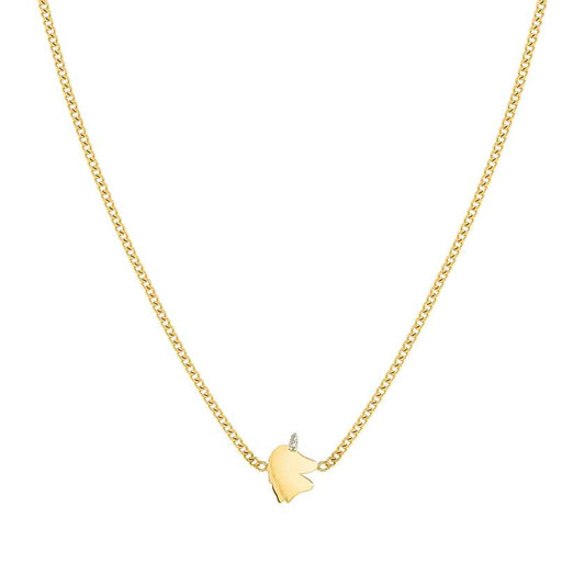 FAIRYICONS steel necklace with YELLOW GOLD and enamel finish Unicorn