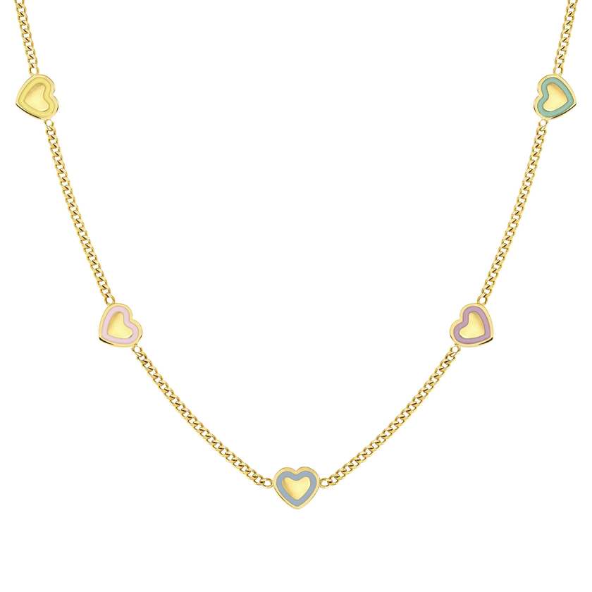FAIRYICONS steel necklace (RICH) with YELLOW GOLD and enamel finish Heart