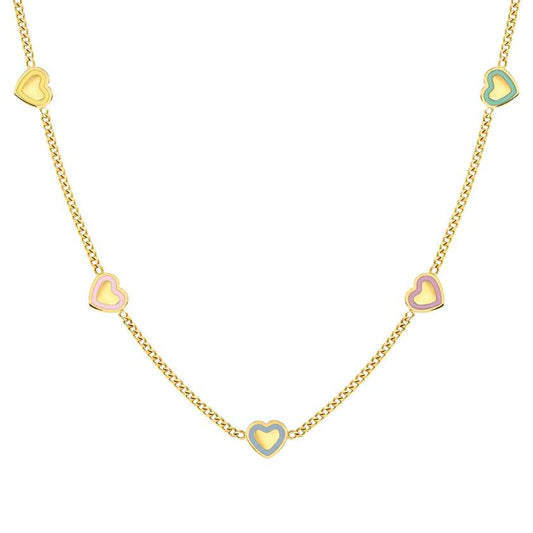 FAIRYICONS steel necklace (RICH) with YELLOW GOLD and enamel finish Heart