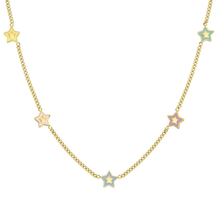 FAIRYICONS steel necklace (RICH) with YELLOW GOLD and enamel finish Star