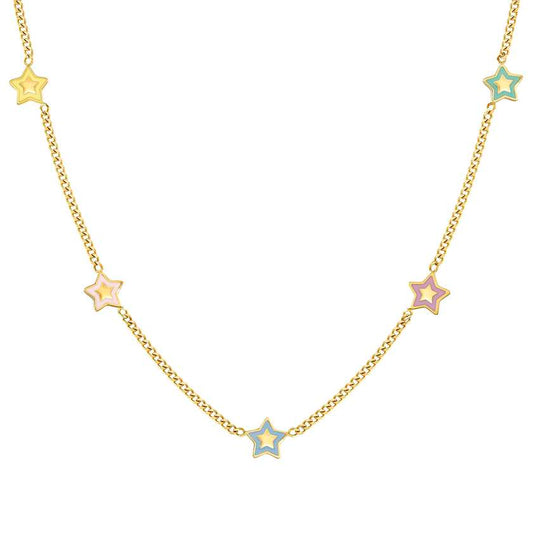 FAIRYICONS steel necklace (RICH) with YELLOW GOLD and enamel finish Star