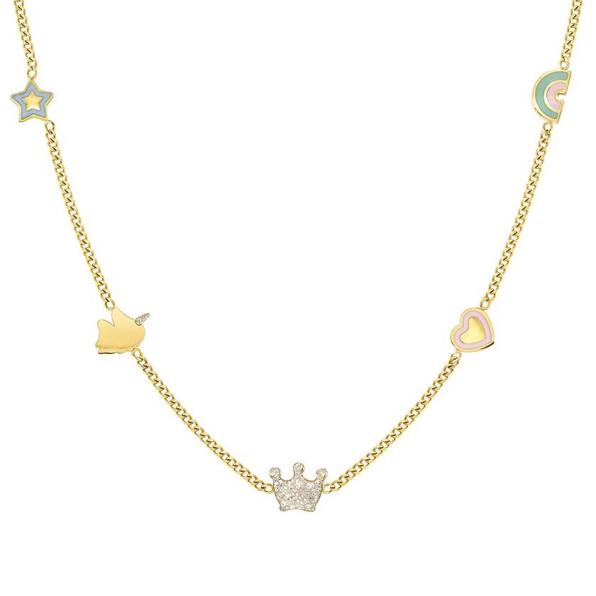 FAIRYICONS steel necklace (RICH) with YELLOW GOLD and enamel finish Mixed