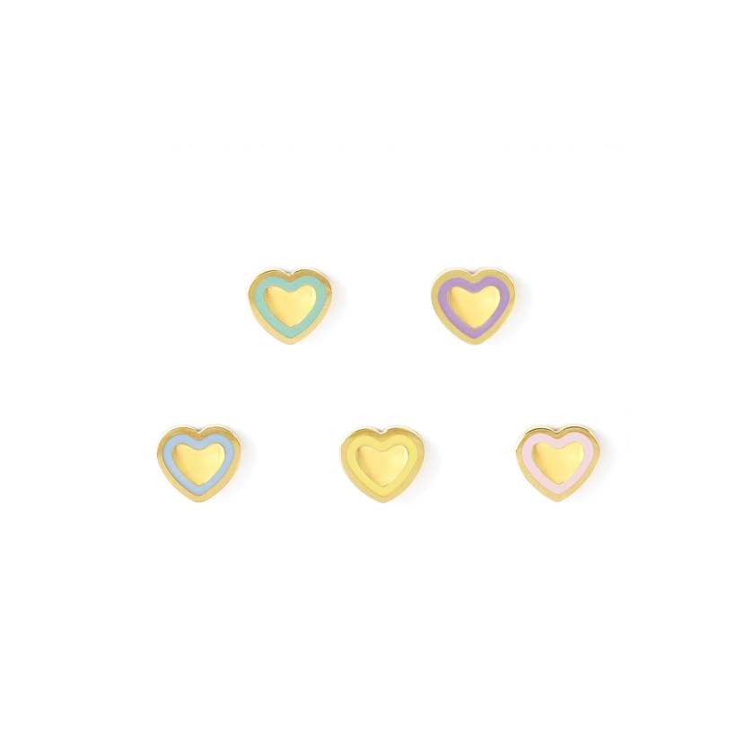 FAIRYICONS steel earrings set with YELLOW GOLD and enamel finish Heart