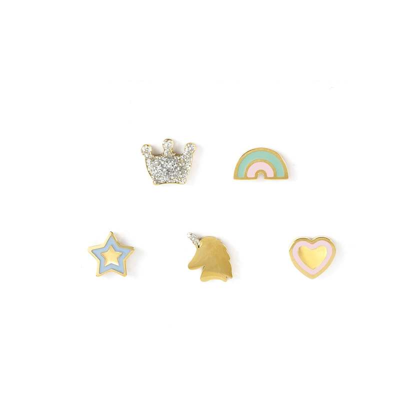 FAIRYICONS steel earrings set with YELLOW GOLD and enamel finish Mixed