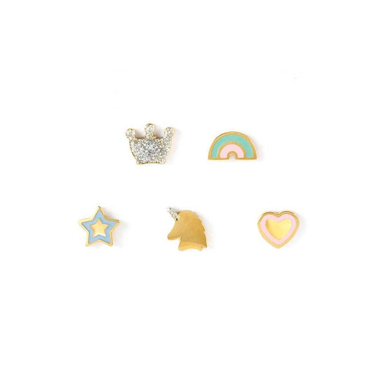 FAIRYICONS steel earrings set with YELLOW GOLD and enamel finish Mixed