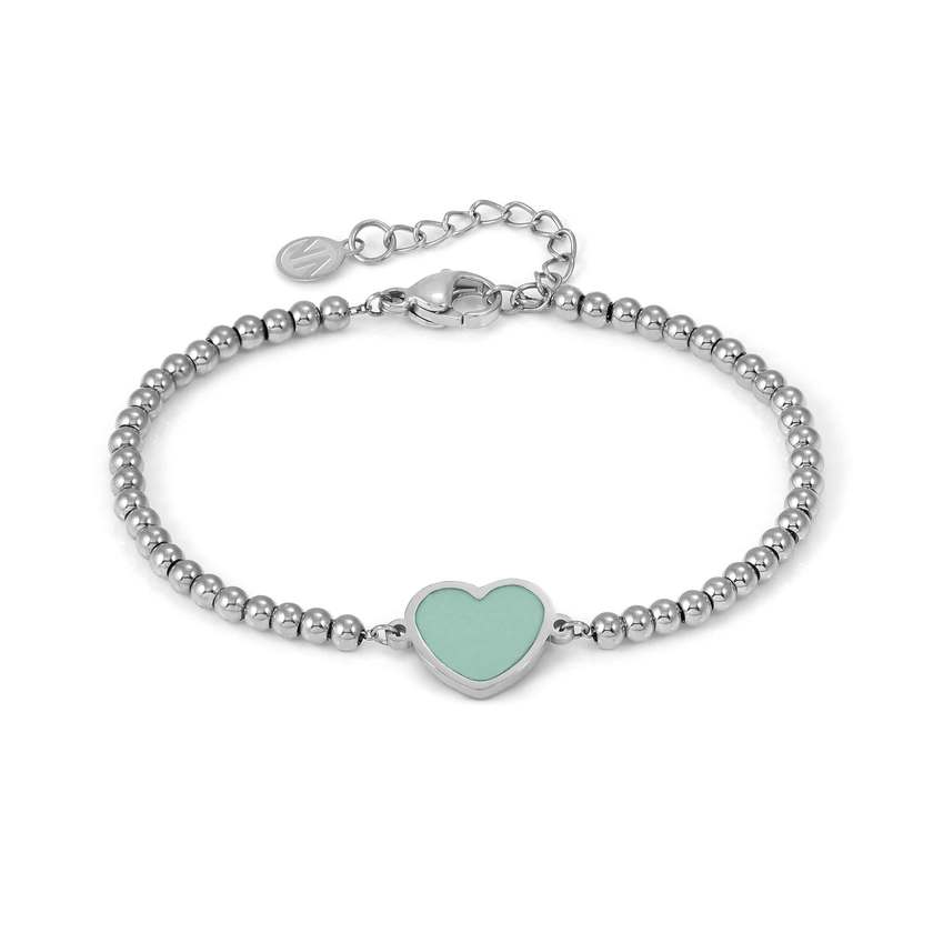 EMOSFERE bracelet in steel and enamel HEART GREEN WATER