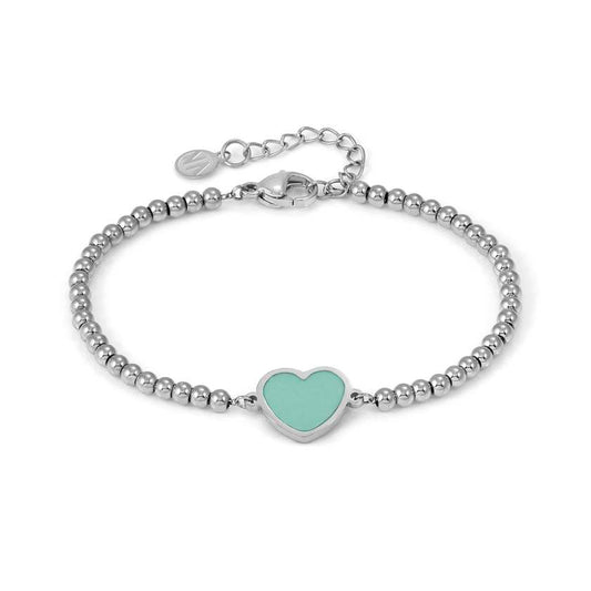 EMOSFERE bracelet in steel and enamel HEART GREEN WATER