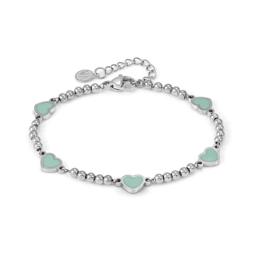 EMOSFERE bracelet in steel 5 symbols and enamel HEART GREEN WATER