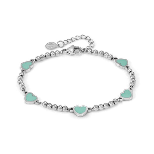 EMOSFERE bracelet in steel 5 symbols and enamel HEART GREEN WATER