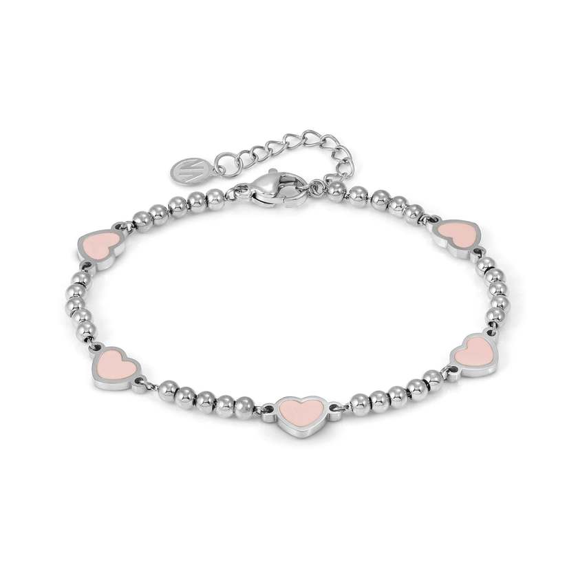 EMOSFERE bracelet in steel 5 symbols and enamel Pink heart