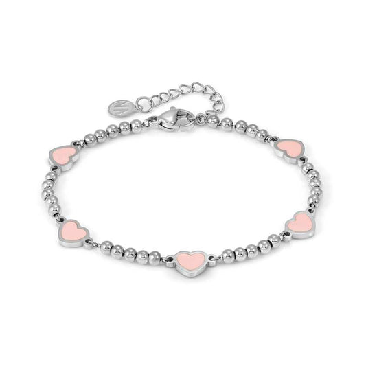 EMOSFERE bracelet in steel 5 symbols and enamel Pink heart